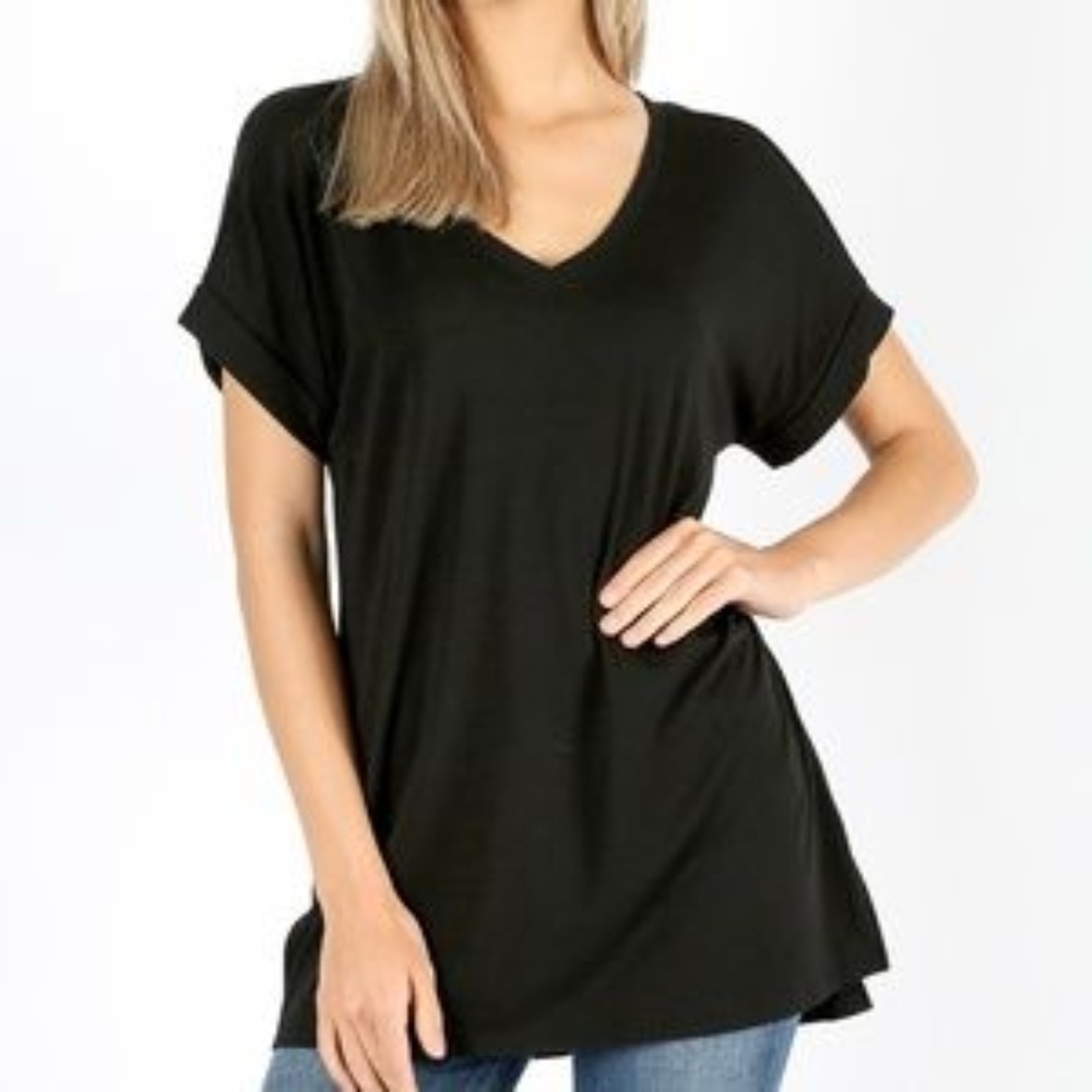 Hi-Lo Tunic w/Rolled Cuff Sleeves